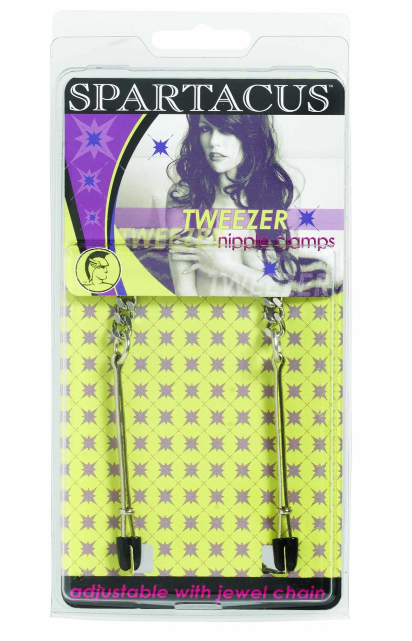 Spartacus Fetish Adjustable Tweezer Nipple Clamps Includes Jewel Chain