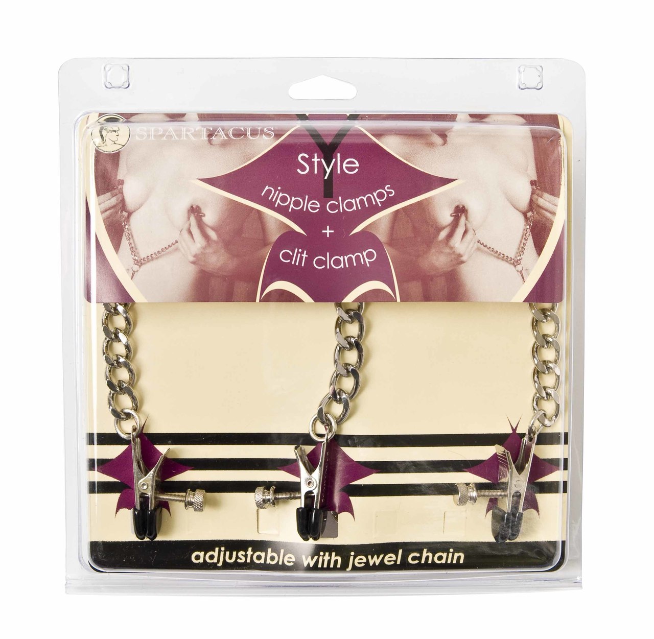 Spartacus Fetish Y - Style Broad Tip Nipple Clamps & Clit Clamp
