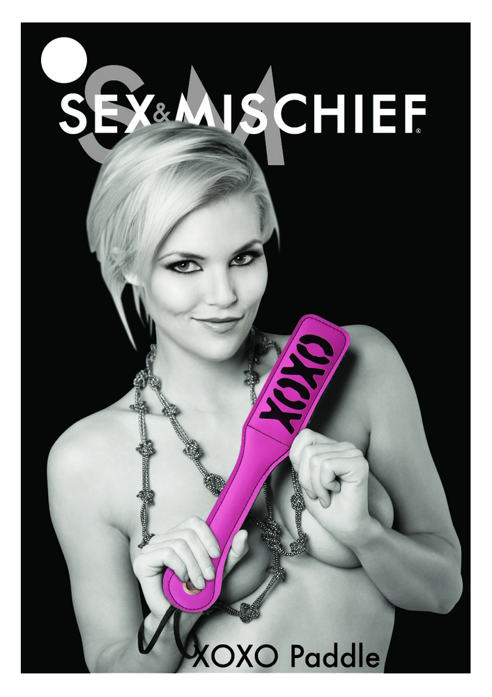Sportsheets Sex & Mischief Fetish Feather Xoxo Paddle - Pink