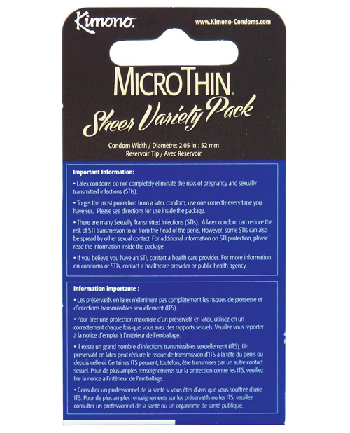 Kimono Micro Thin Variety Pack Condoms - Box Of 3