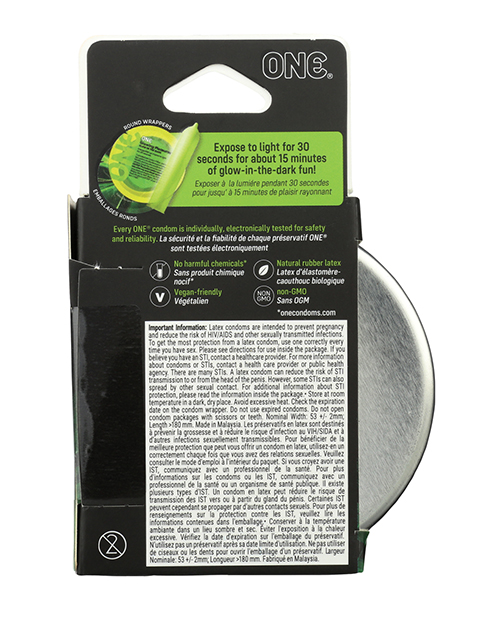One Glowing Pleasures Condoms - Box Of 3