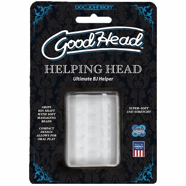 Doc Johnson GoodHead Helping Head Ultimate BJ Helper 2" Masturbator Stroker - Clear