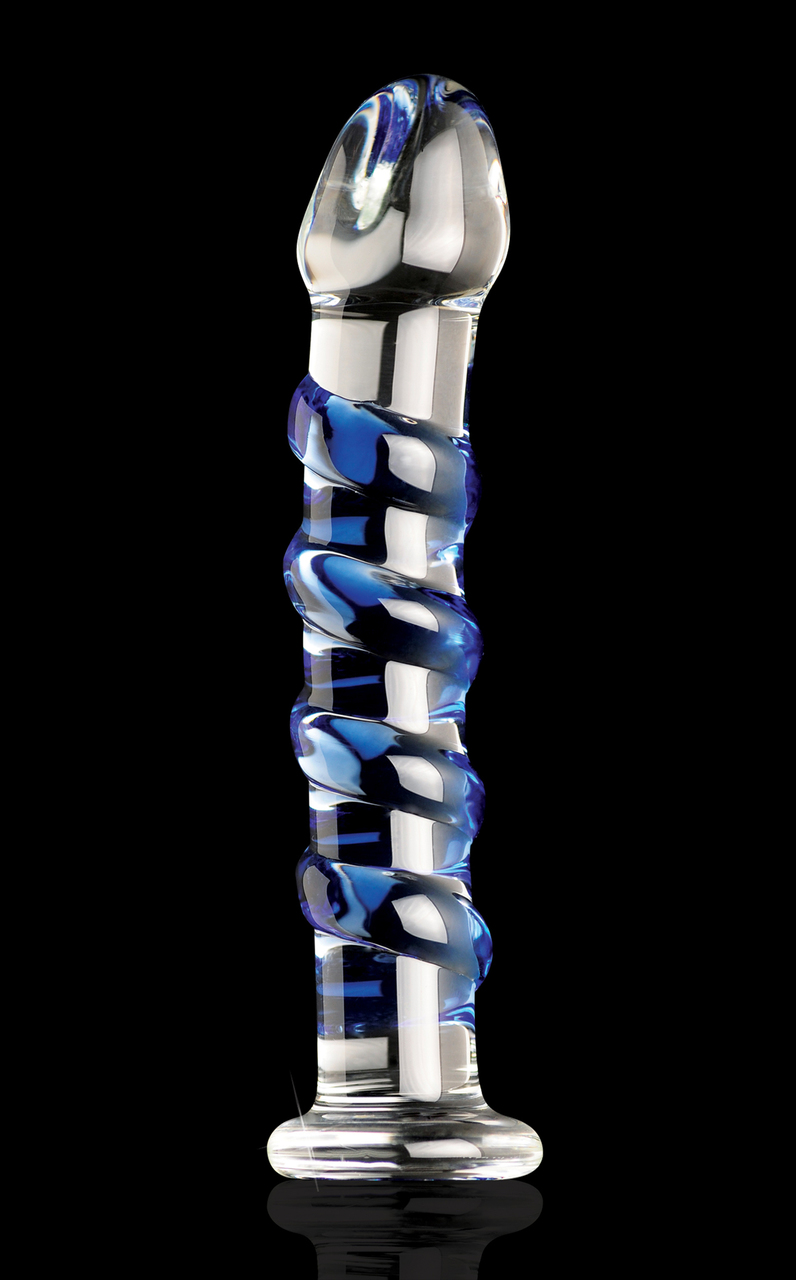 Pipedream Icicles No. 5 Hand Blown Glass Dildo - Clear Includes Blue Swirls