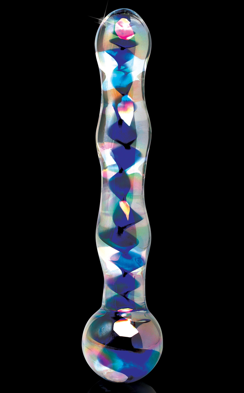 Pipedream Icicles No. 8 Hand Blown Glass Dildo - Clear Includes Inside Blue Swirls