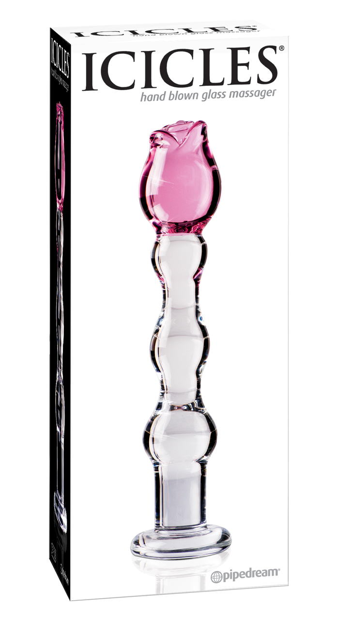 Pipedream Icicles No. 12 Hand Blown Glass Dildo - Clear Includes Rose Tip