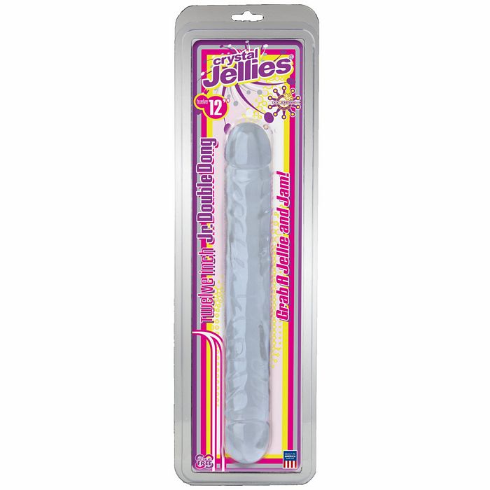 Doc Johnson Crystal Jellies 12" Jr. Double Dildo - Clear