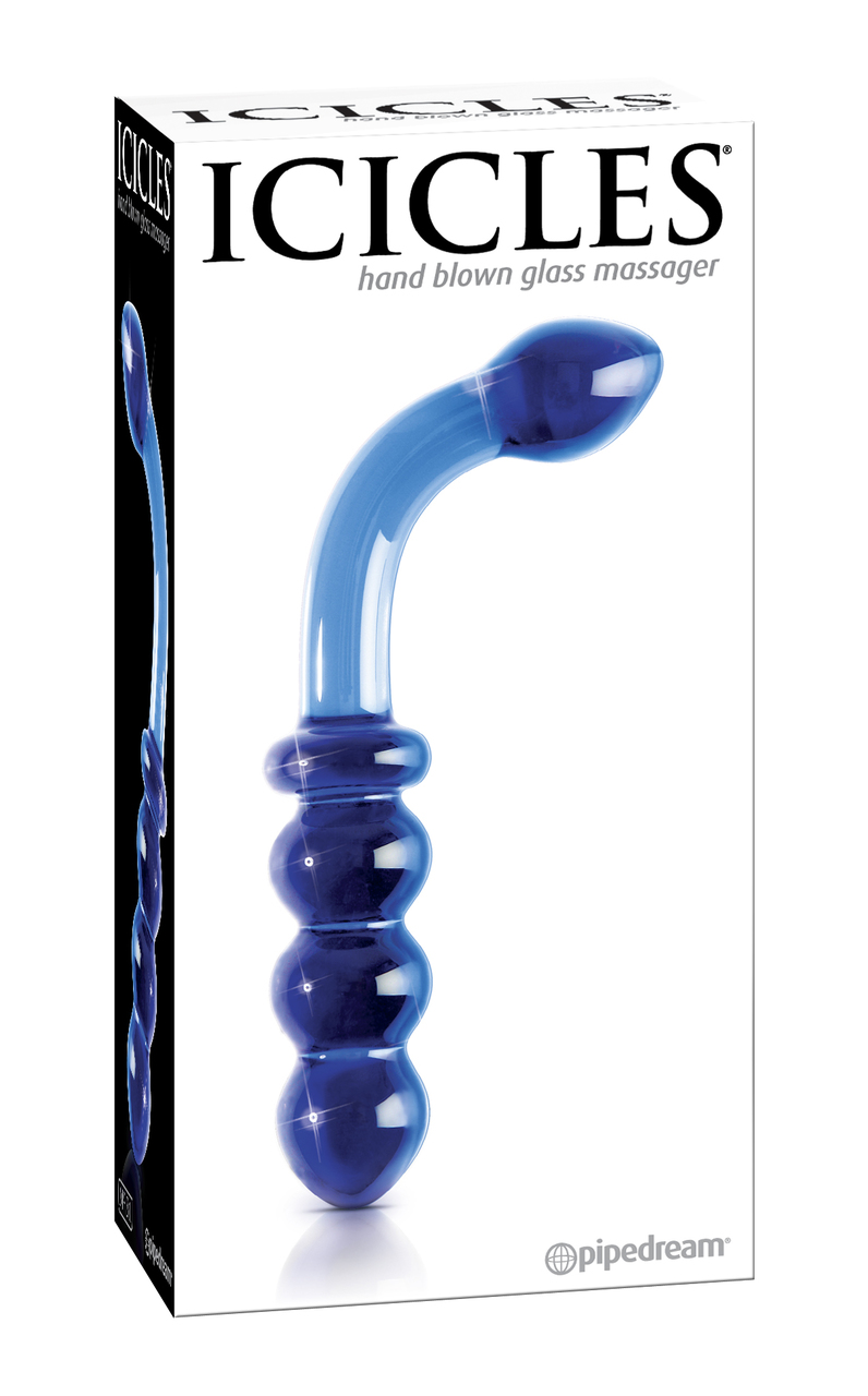 Pipedream Icicles No. 31 Hand Blown Glass G-Spot Dildo - Blue