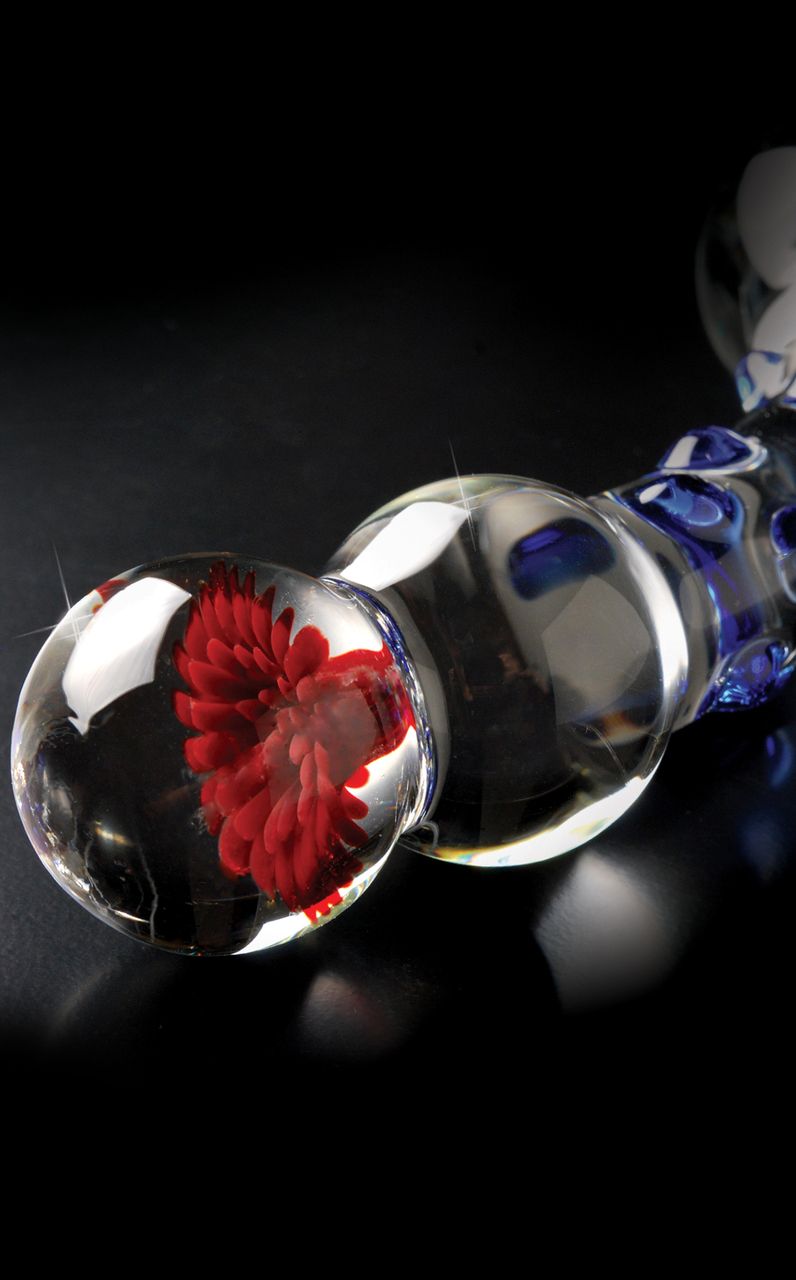 Pipedream Icicles No. 18 Hand Blown Glass G-Spot Dildo - Clear Includes Blue Knobs