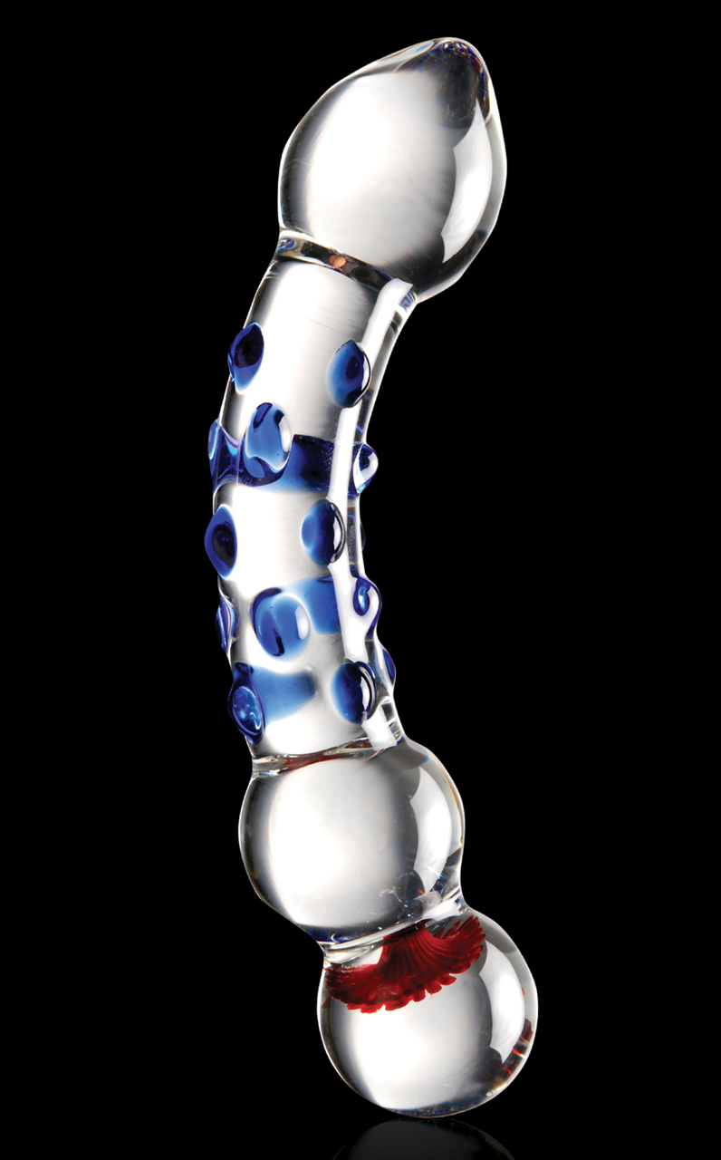 Pipedream Icicles No. 18 Hand Blown Glass G-Spot Dildo - Clear Includes Blue Knobs