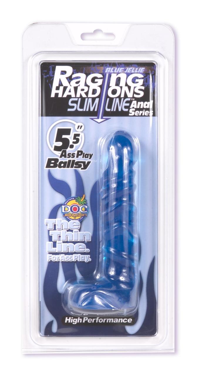 Doc Johnson Raging Hard Ons Slimline 5.5" Ballsy Realistic Dildo - Blue Jelly