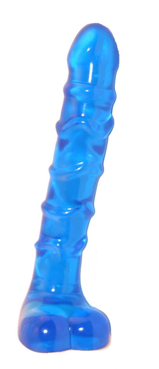 Doc Johnson Raging Hard Ons Slimline 7" Ballsy Realistic Dildo - Blue Jelly
