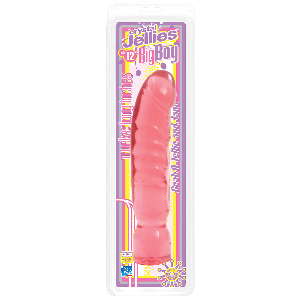 Doc Johnson Crystal Jellies 12" Big Boy Realistic Dildo - Pink