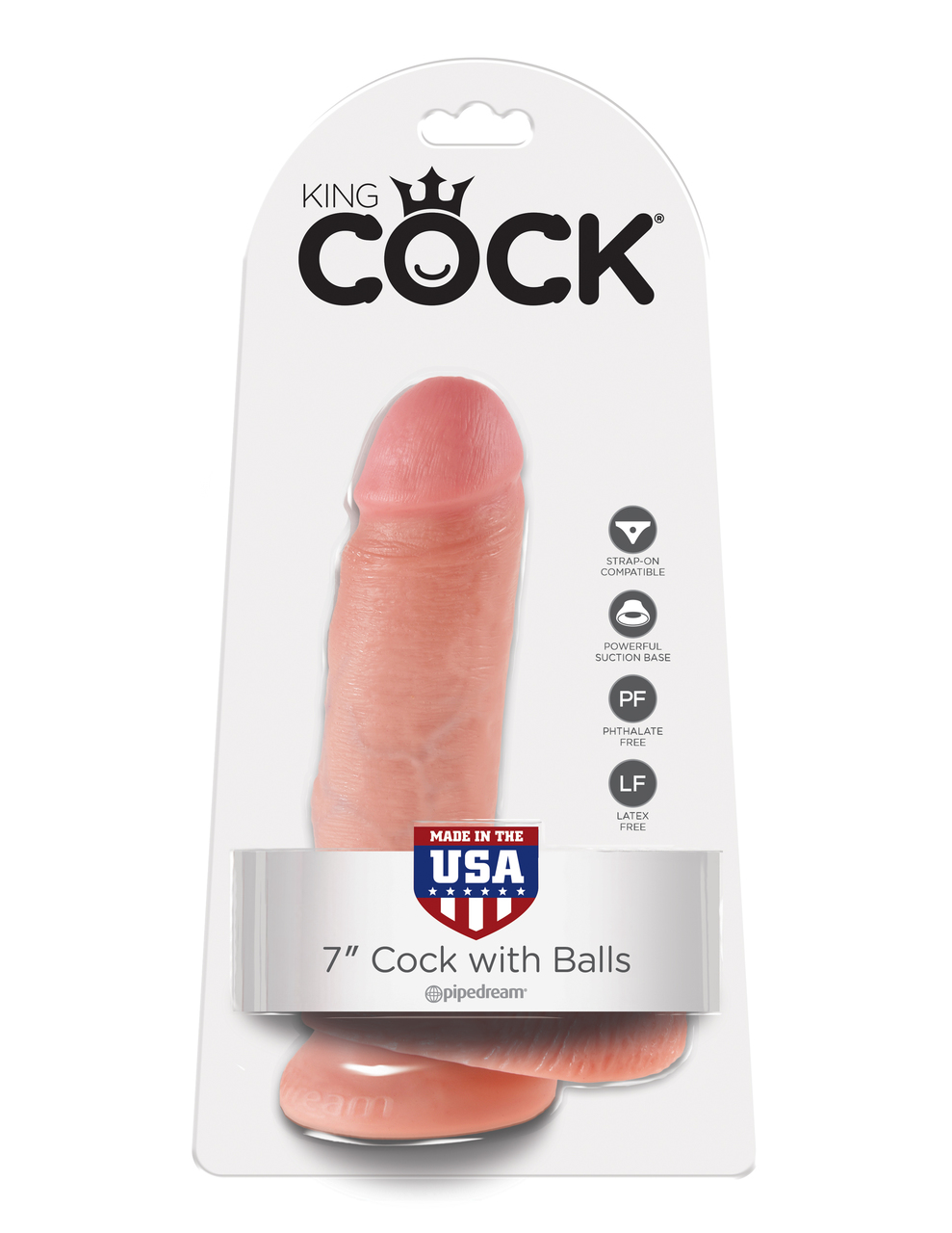 Pipedream King Cock 7" Realistic Dildo Includes Balls - Flesh