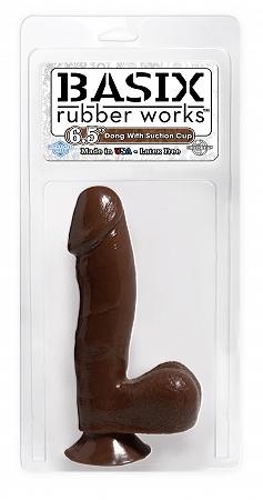 Pipedream Basix Rubber Works 6.5" Dildo Includes Suction Cup - Brown