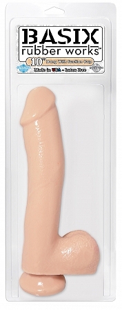 Pipedream Basix Rubber Works 10" Dildo Includes Suction Cup - Flesh