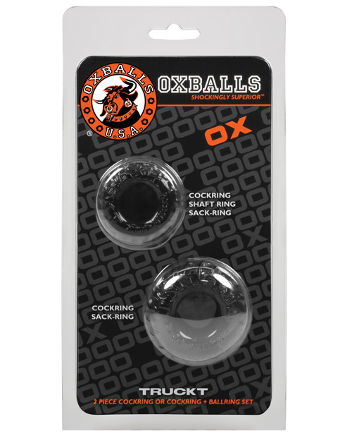 Oxballs Truckt Cock & Ball Ring - Black Pack Of 2