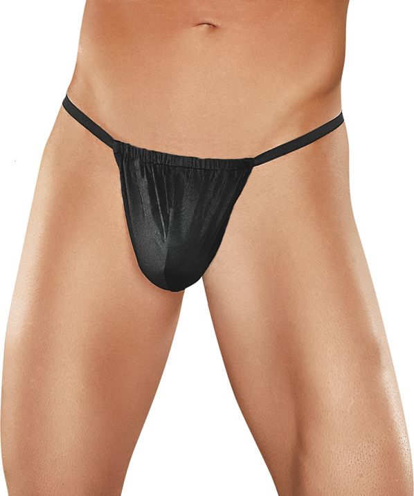 Male Power Men's Nylon Lycra Pouch Thong Black - One Size Fits All