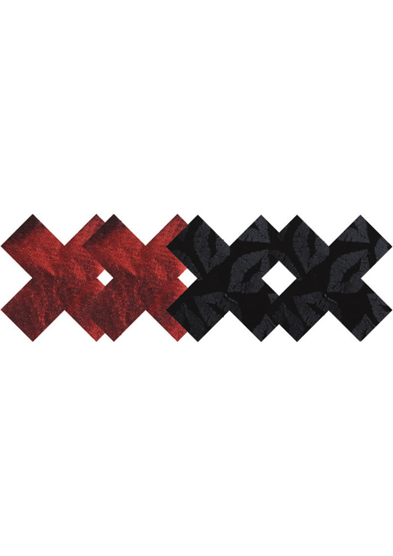 Peekaboos Stolen Kisses Xs - Red & Black Pack Of 2 Pasties