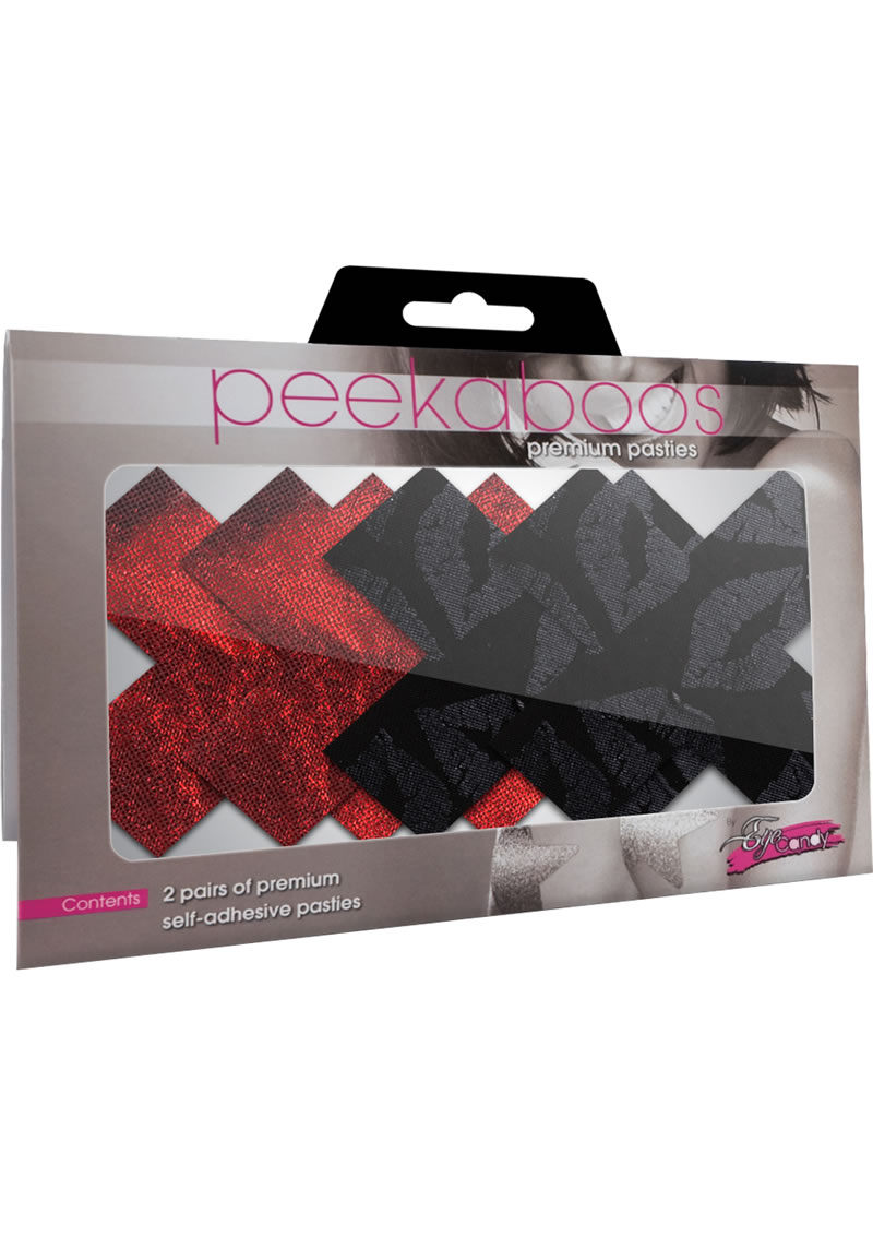 Peekaboos Stolen Kisses Xs - Red & Black Pack Of 2 Pasties