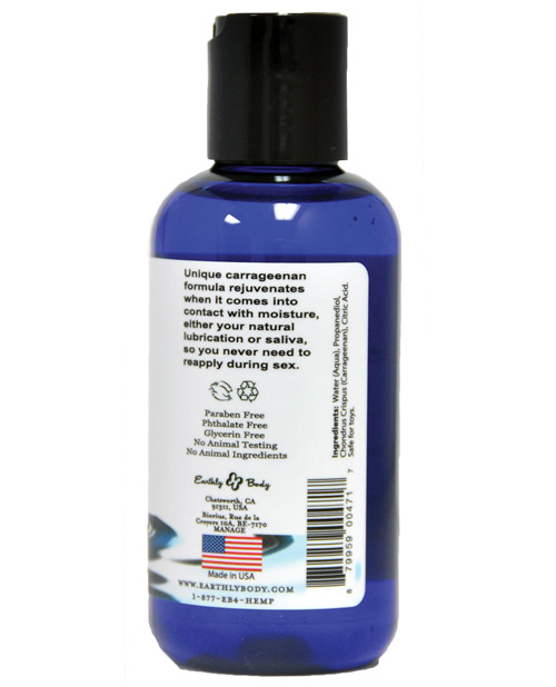 Earthly Body Water Slide Personal Lubricant Includes Carrageenan - 4 Oz Bottle