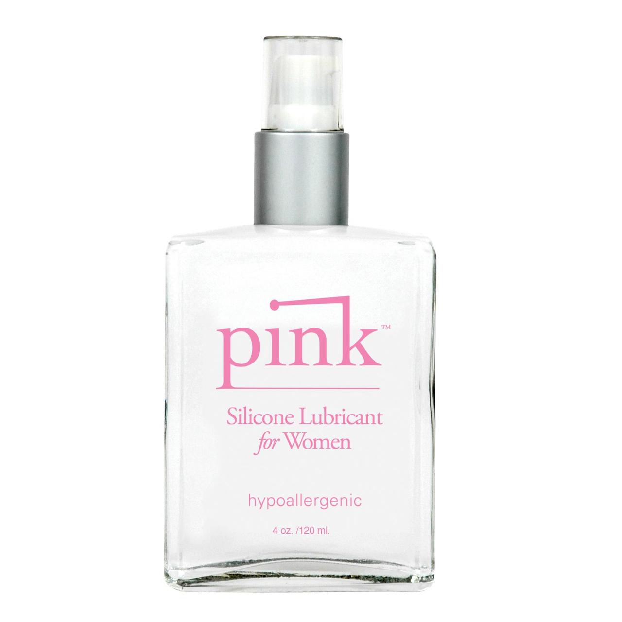 Pink Silicone Women's Personal Lubricant - 4 Oz Glass Bottle
