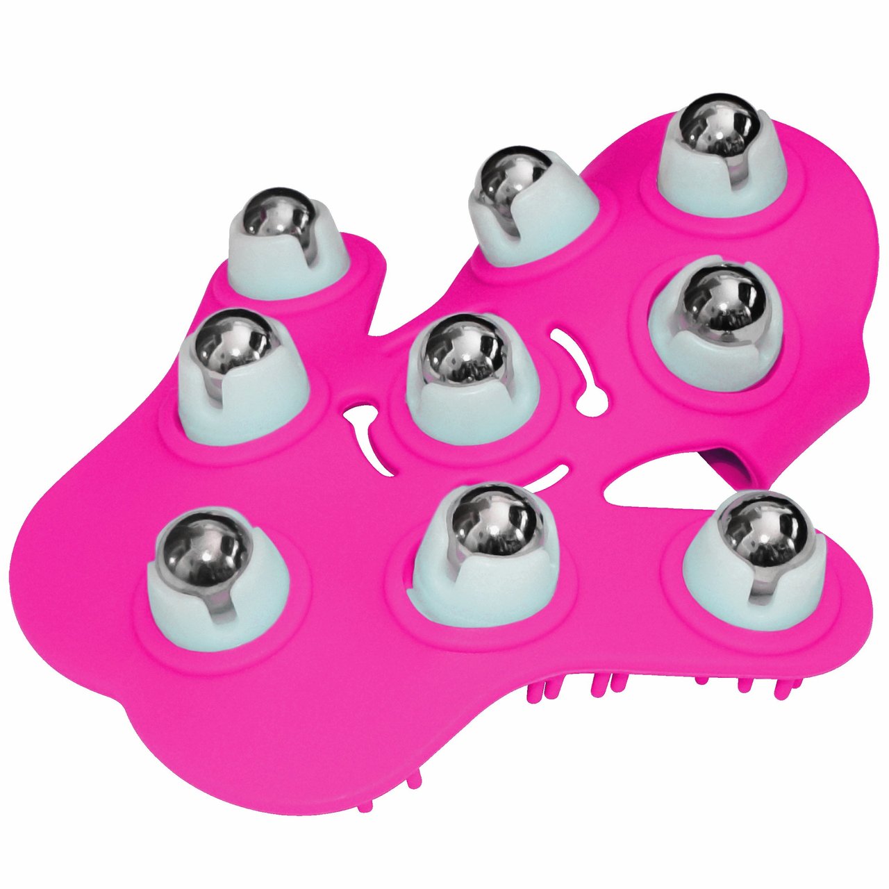Deeva Fuzu Rolling Balls Glove Massager Vibrator - Neon Pink