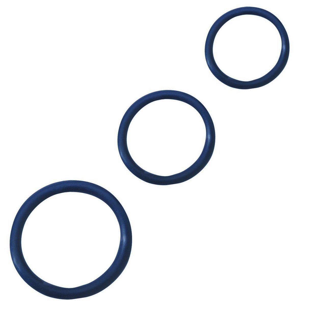 Spartacus Rubber Cock Ring Set - Blue Pack Of 3