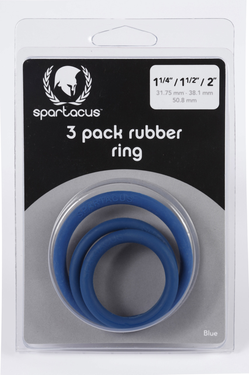 Spartacus Rubber Cock Ring Set - Blue Pack Of 3