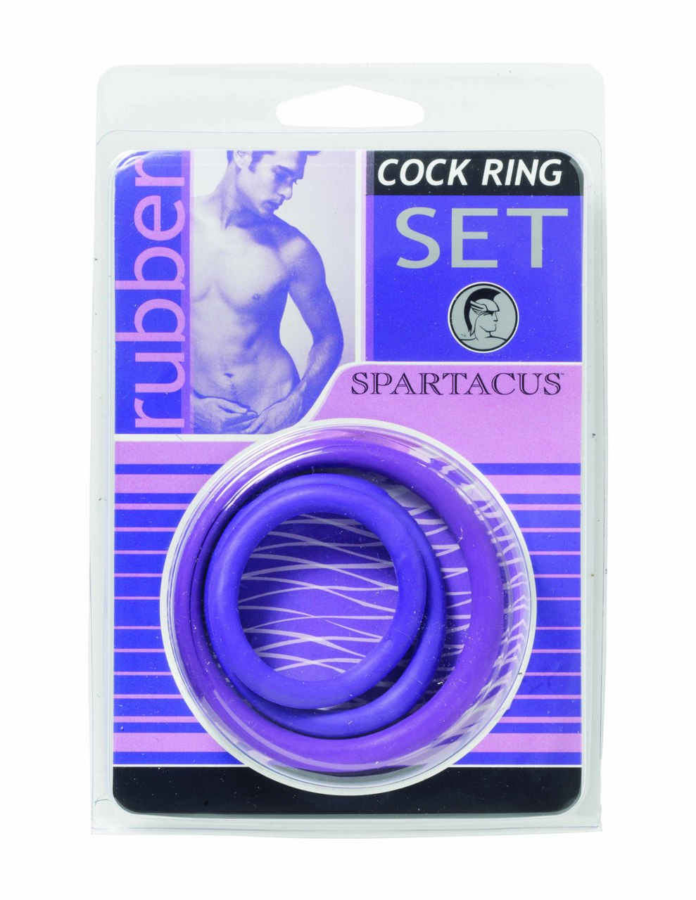 Spartacus Rubber Cock Ring Set - Purple Pack Of 3