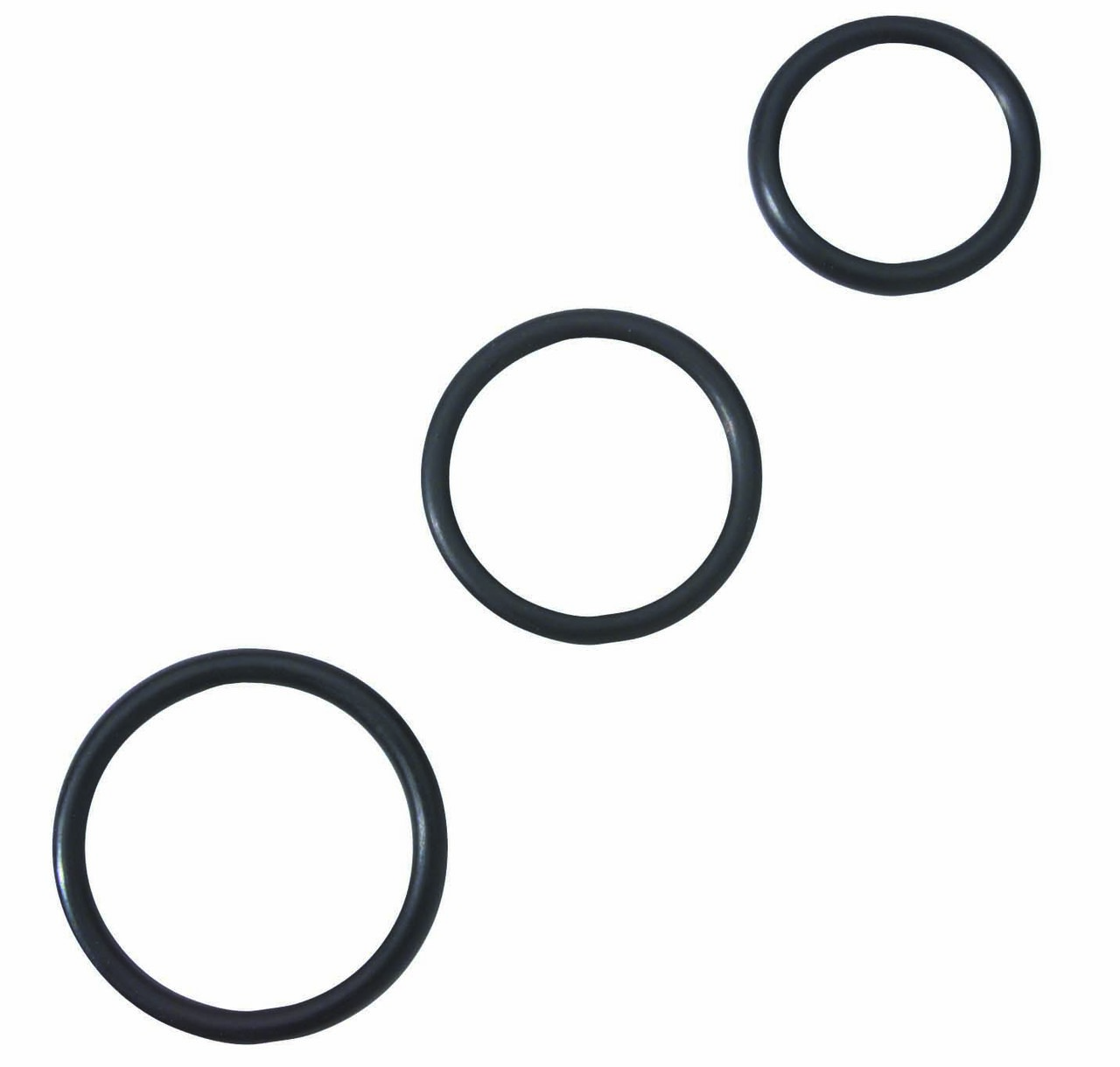 Spartacus Rubber Cock Ring Set - Black Pack Of 3