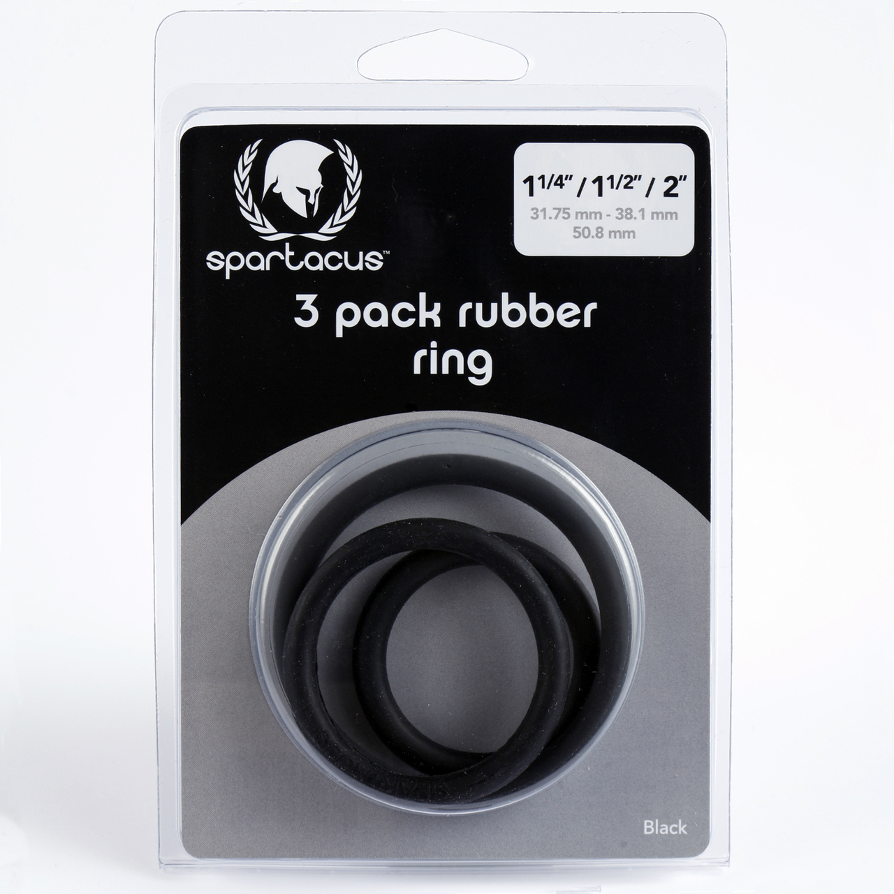 Spartacus Rubber Cock Ring Set - Black Pack Of 3