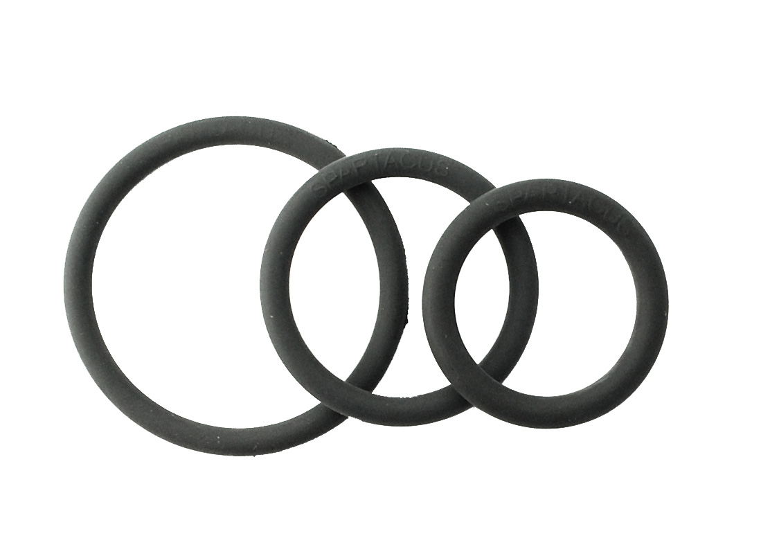 Spartacus Rubber Cock Ring Set - Black Pack Of 3