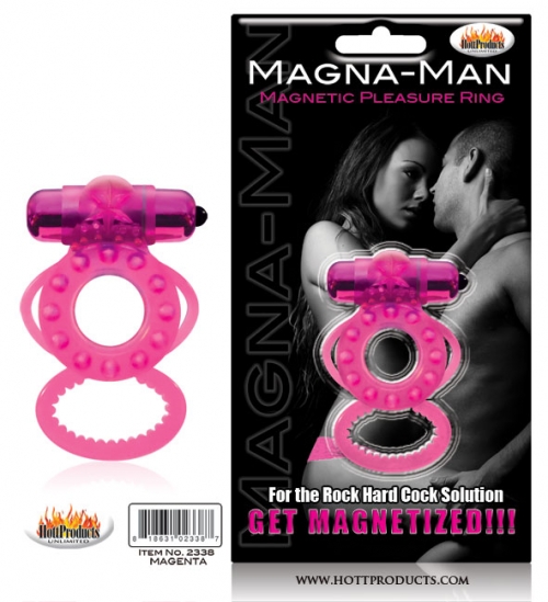 Hott Products Magna - Man Magnetic Cock Ring - Magenta