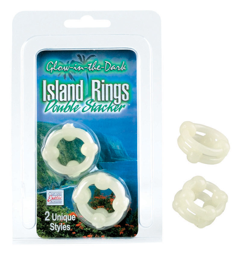 CalExotics Silicone Island Double Stacker Glow In The Dark Cock Ring