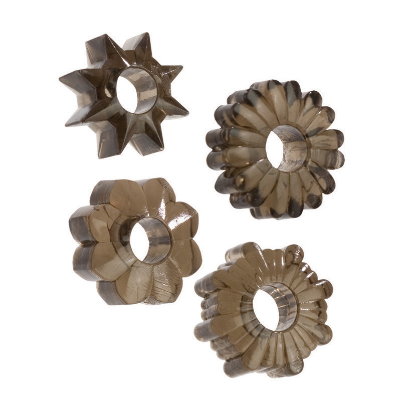 CalExotics Basic Essentials Set Of 4 - Smoke Cock Ring