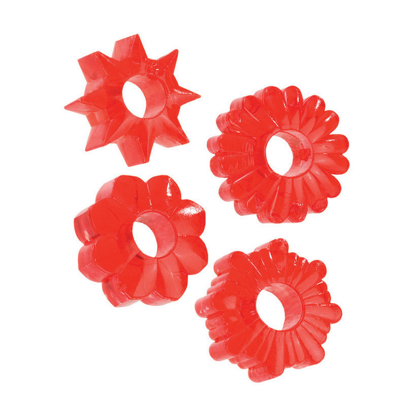 CalExotics Basic Essentials Set Of 4 - Red Cock Ring
