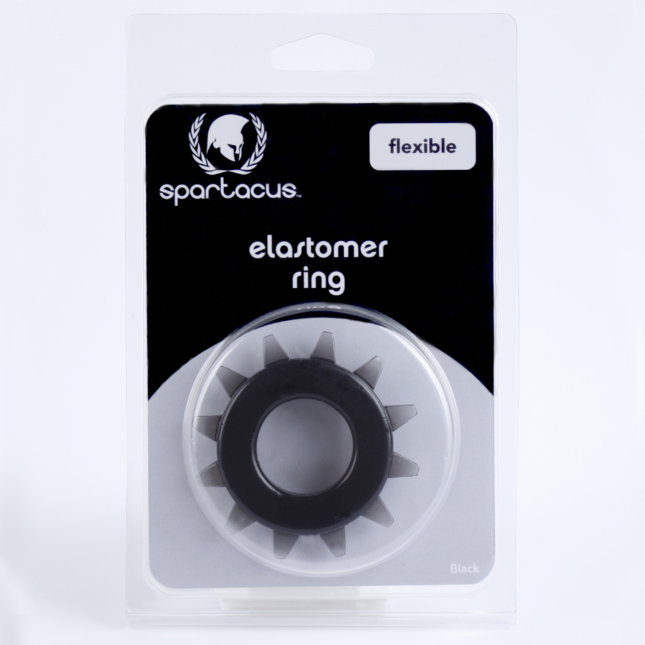 Spartacus Elastomer Stud Cock Ring - Black