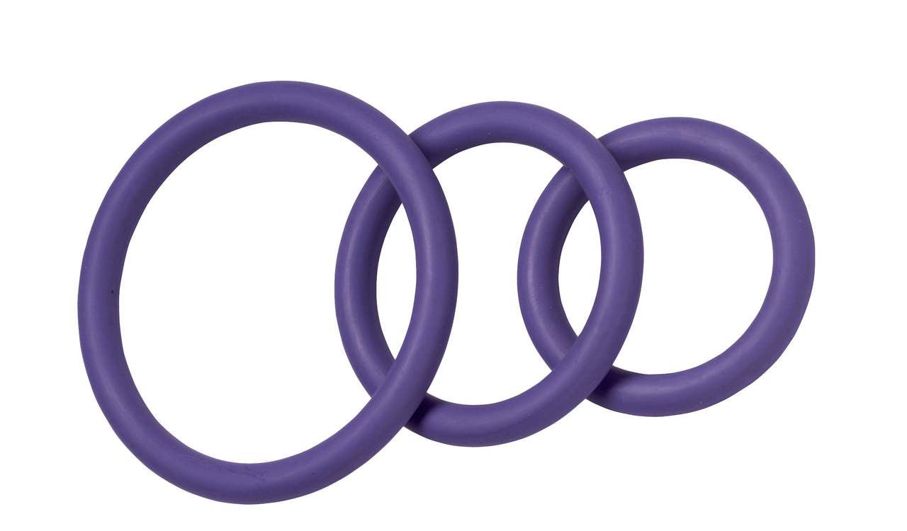 Spartacus Nitrile Cock Ring Set - Purple Pack Of 3