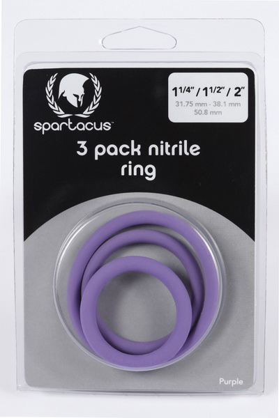 Spartacus Nitrile Cock Ring Set - Purple Pack Of 3