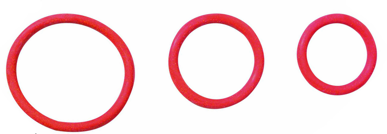 Spartacus Rubber Cock Ring Set - Red Pack Of 3