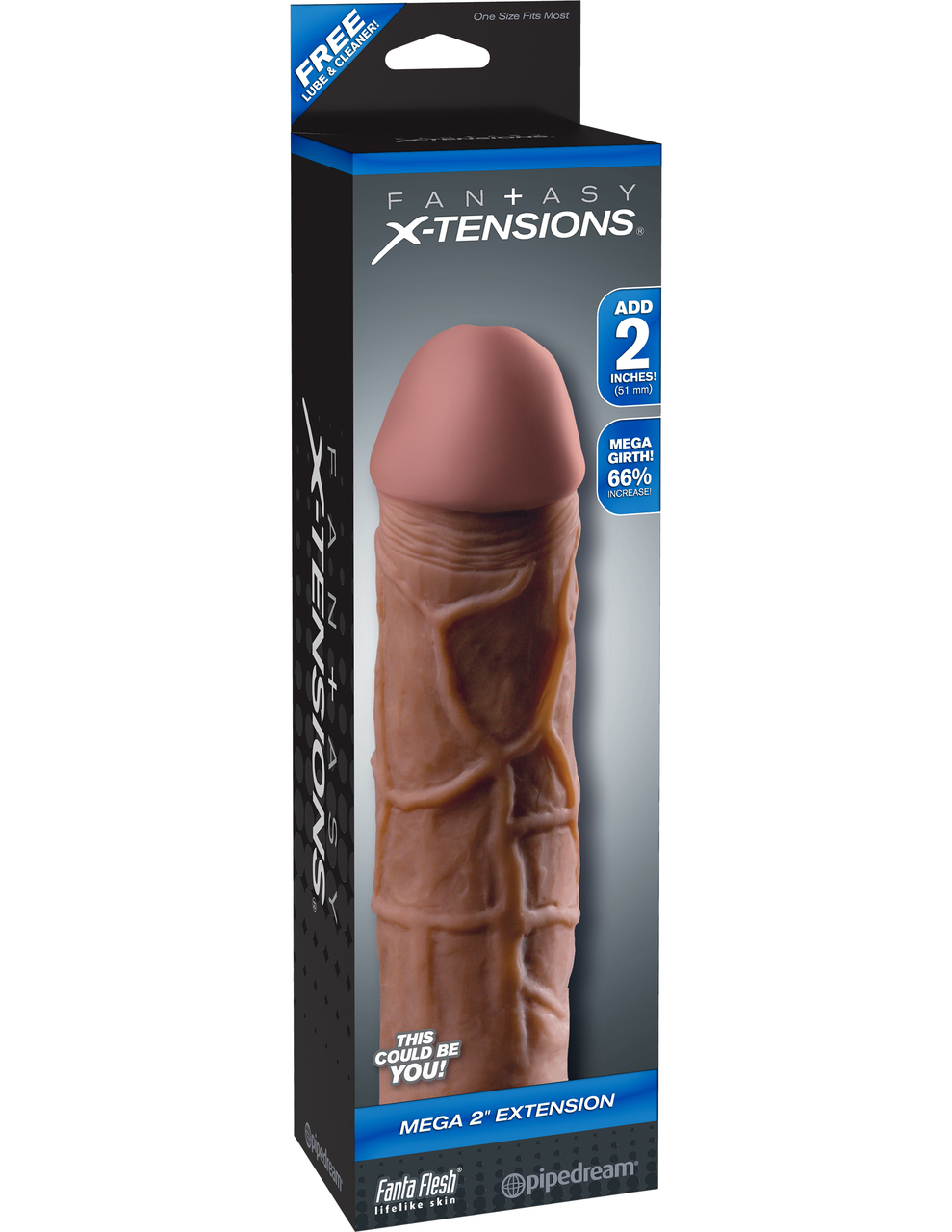 Pipedream Fantasy Xtensions Mega 2" Penis Extension - Brown