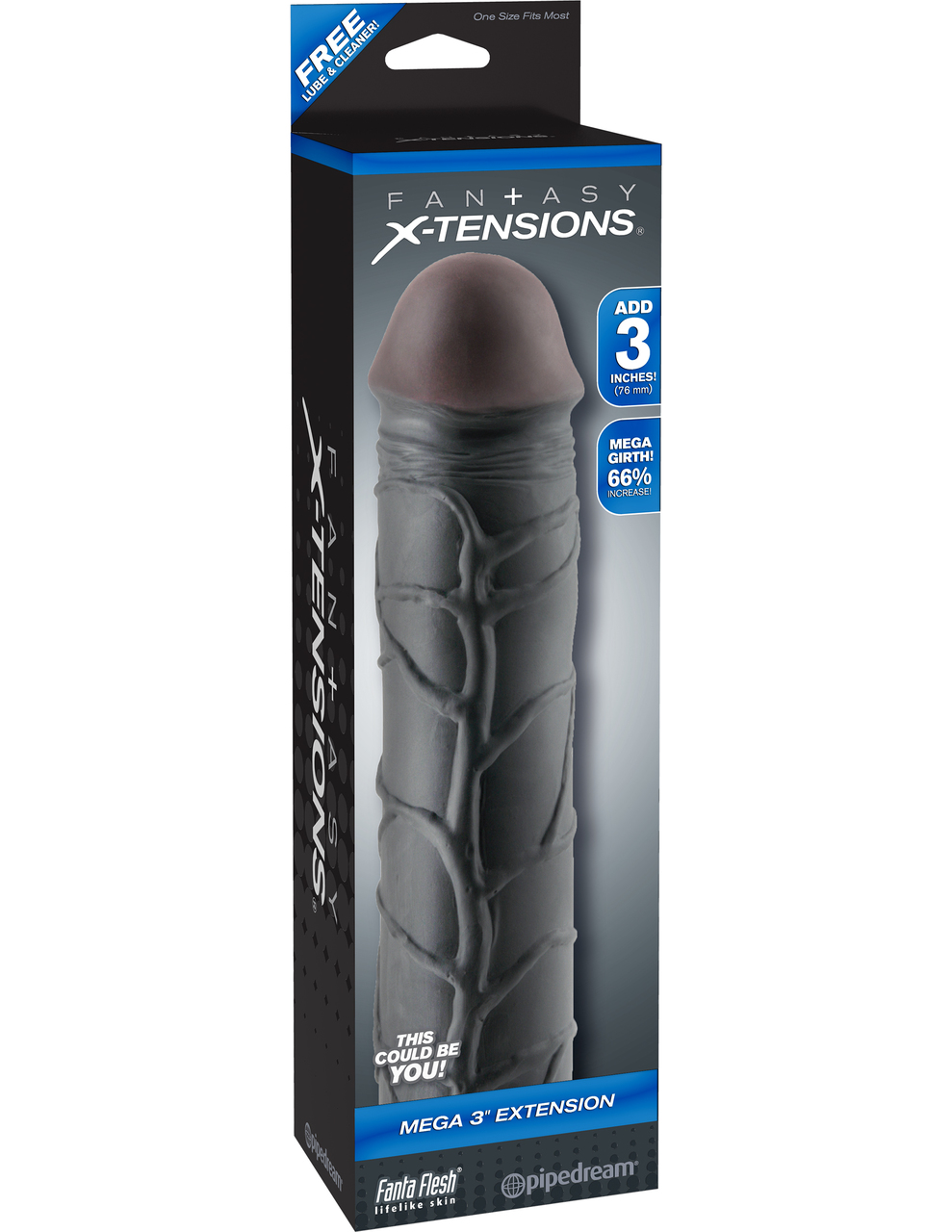 Pipedream Fantasy Xtensions Mega 3" Penis Extension - Black