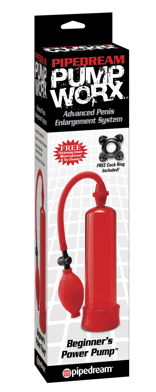 Pipedream Pump Worx Beginner's Power Penis Pump - Red