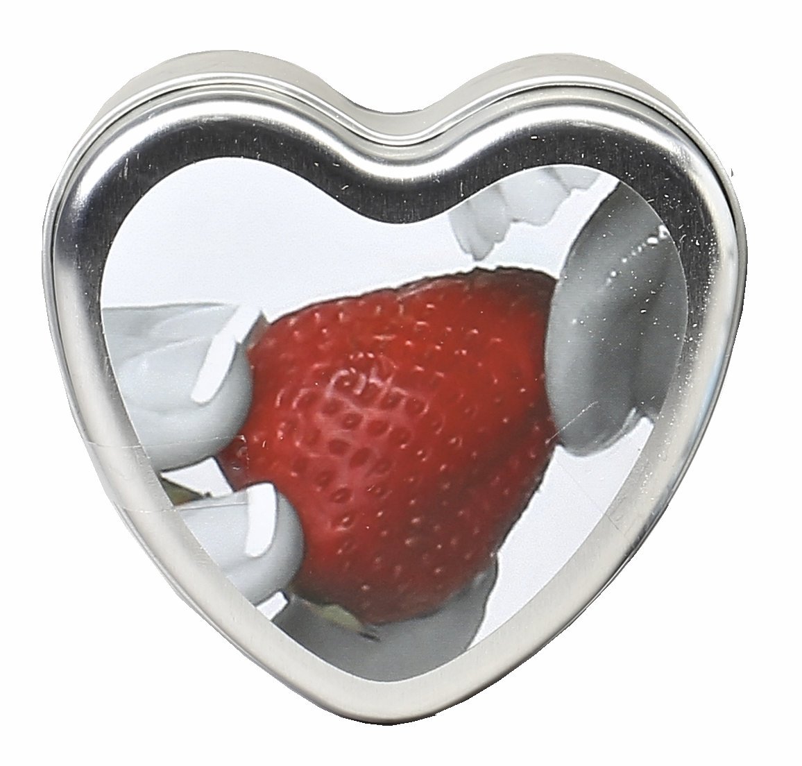 Earthly Body Suntouched Hemp Edible Massage Oil Candle - 4.7 Oz Heart Tin Strawberry