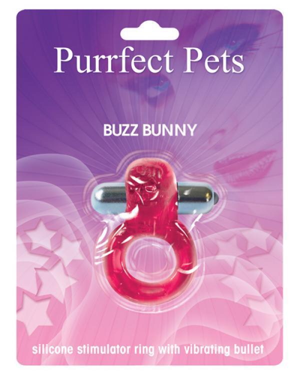Hott Products Purrfect Pet Buzz Bunny Stimulating Pleasure Cock Ring - Purple