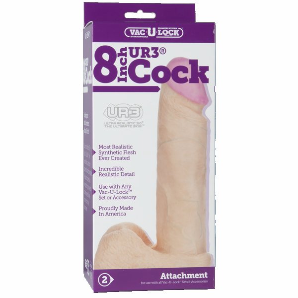 Doc Johnson ULTRASKYN Vac - U - Lock 8" Cock Strap On Dildo & Balls Attachment - White