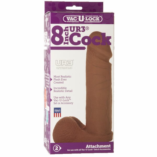 Doc Johnson ULTRASKYN Vac - U - Lock Cock Strap On Dildo Attachment - 8" Brown