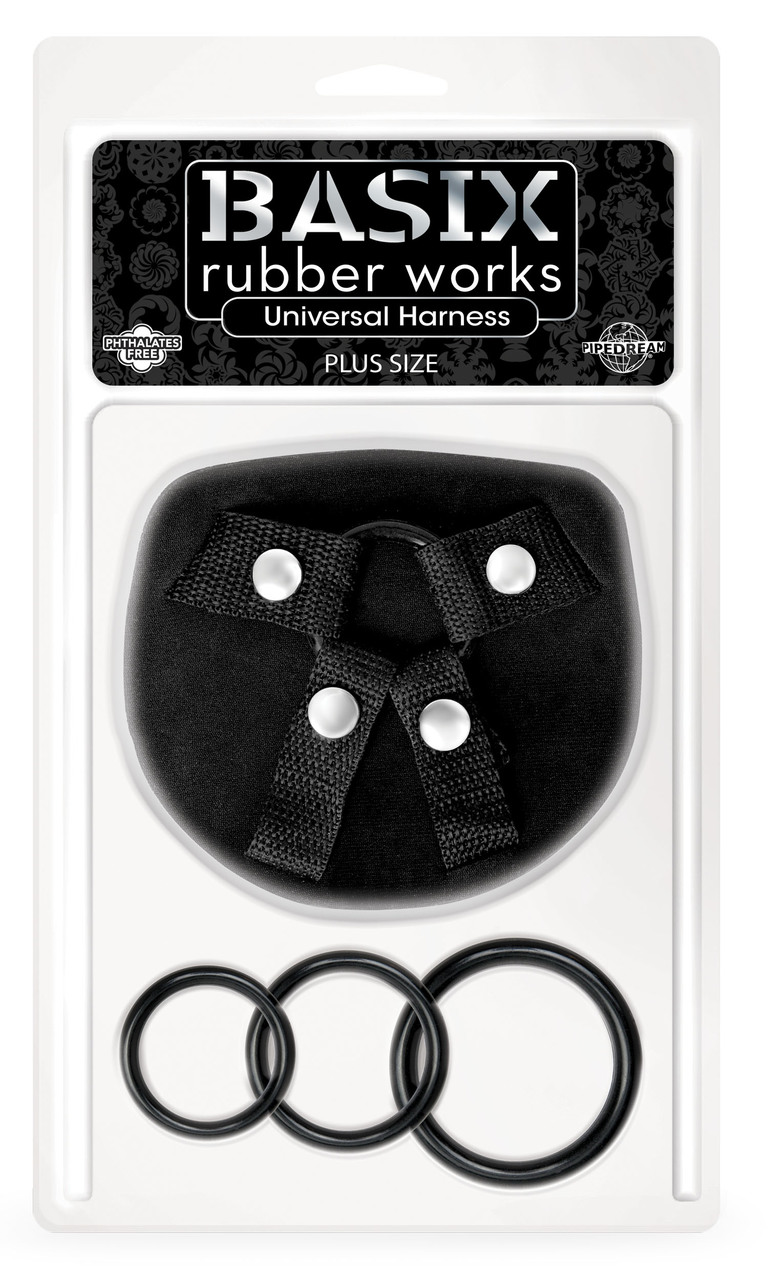 Pipedream Basix Rubber Works Universal Strap On Dildo Harness Plus Size - Black