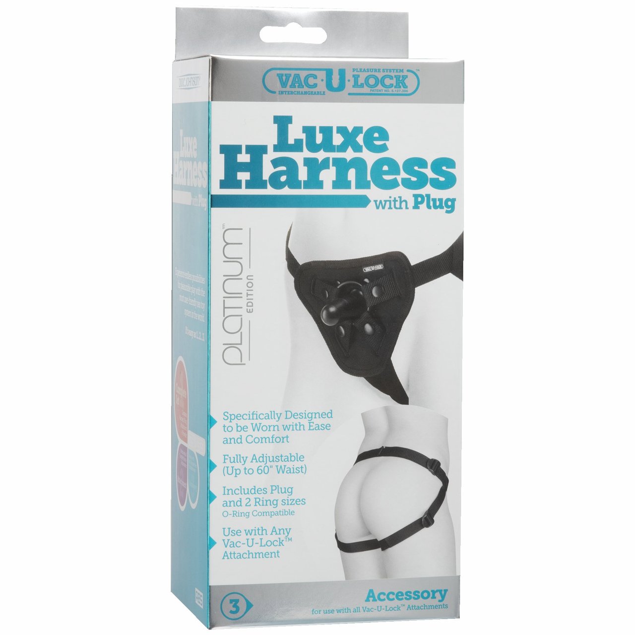 Doc Johnson Vac - U - Lock Platinum Edition Accessories Luxe Strap On Dildo Harness - Black
