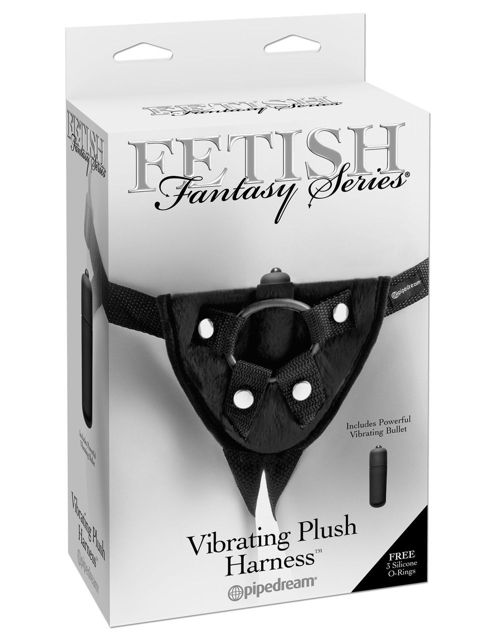Pipedream Fetish Fantasy Series Vibrating Plush Strap On Dildo Harness - Black